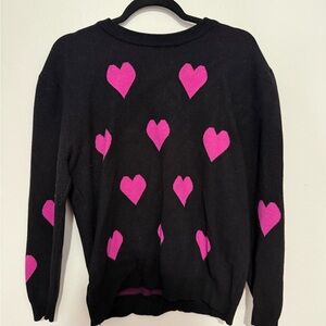 Black Sweater with Pink Hearts Woman Size XXL